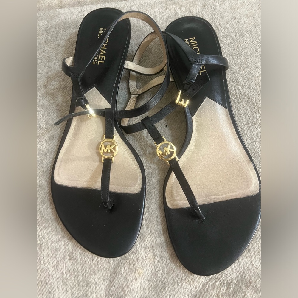 Michael Kors Black and Gold Sandals